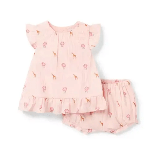 Baby Seashell Pink Giraffe Baby Giraffe Floral Matching Set by Janie and Jack