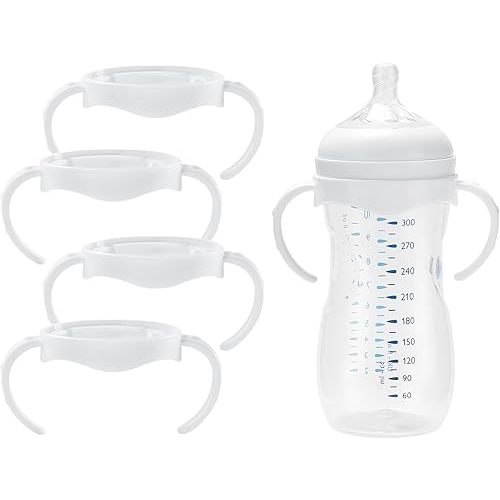 (4 Pack Bottles Handles for Philips Avent Natural Baby Bottle, Quick Install & Easy for Little Hands to Hold, White