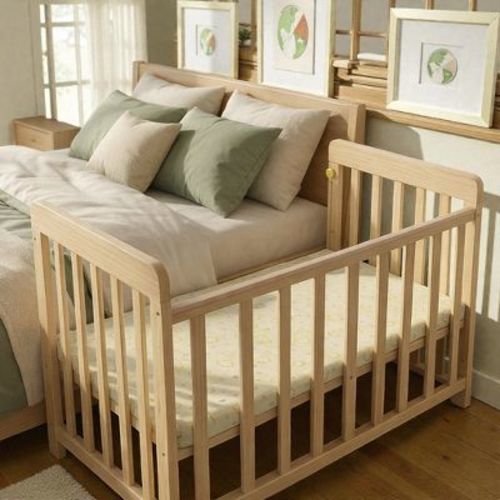 Mshliw Baby Bedside Bassinet Sleeper, Solid Pine Wood Portable Mini Crib with Mattress, 3 Height Adjustable Space-Saving Baby Bed