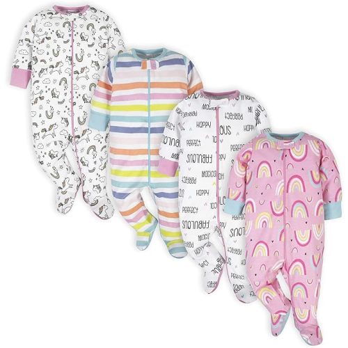 Onesies Brand baby-girls 4-pack Sleep 'N Play Footies Multi Pack