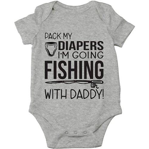 AW Fashions Pack My Diapers, I'm Going Fishing With Daddy - Dad Fishing Buddy - Cute One-Piece Infant Baby Bodysuit