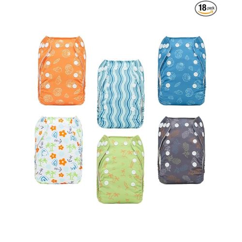 ALVABABY Baby Pocket Newborn for Less Than 12pounds Baby Snaps Cloth Diapers Nappy 6pcs with 12 Inserts 6SVB132