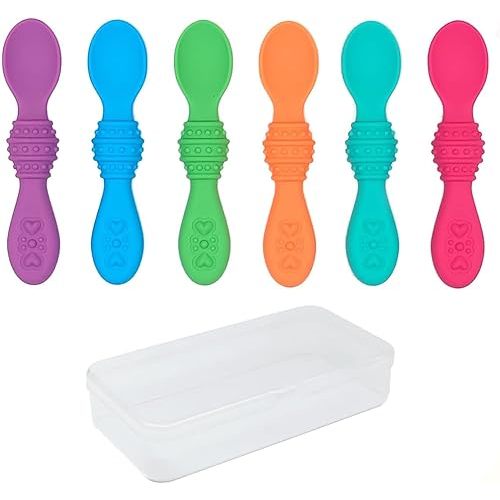 Elk and Friends Baby Silicone Spoons + Travel Case | 6pcs