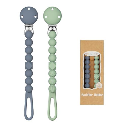 TYRY.HU One Piece Design Silicone Pacifier Holder Clip for Baby 0+ Months | Anti-Choking Air Holes,Dust-Free,Easy to Clean,Unibody Design Pacifier Chain with Texture for Breastfeeding,Pram & Pushchair