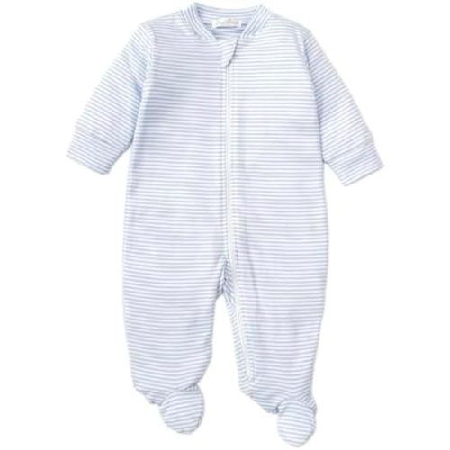 Kissy Kissy Baby Boys and Girls 100% Pima Cotton Simple Stripes 2-Way Zip Front Footie Pajamas