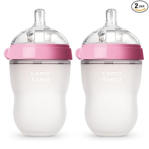 Comotomo Baby Bottle Double Pack, Pink, 8oz