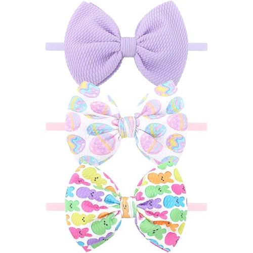 Easter Bows for Girls Bunny Baby Girl Headbands Easter Hair Bows Rabbit Eggs Bow Toddler Hair Accessories Infant Bows Headband Newborn Purple