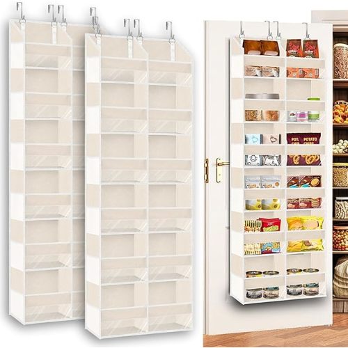 Ofiray-home Over the Door Organizer 5 Tiers,Extra Large Behind Door Storage of 10 Compartments,80 lbs Weight Capacity Over the Door Storage, Door Hanging Organizer for Closet, Diaper Organizer, Beige