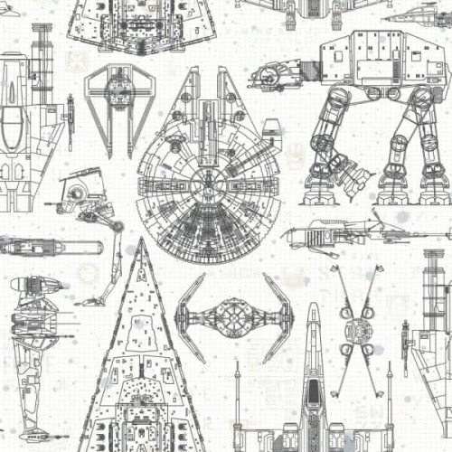 Star Wars Blueprint Blue Toile Vinyl Peel & Stick Wallpaper Roll (Covers 28.18 Sq. Ft.)
