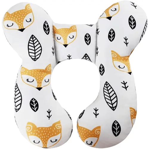 KAKIBLIN Baby Travel Pillow, Upgraded Baby Support Pillow for Head and Neck, Baby Neck Pillows for Car Seat,Pushchair,Travel(Yellow Fox)
