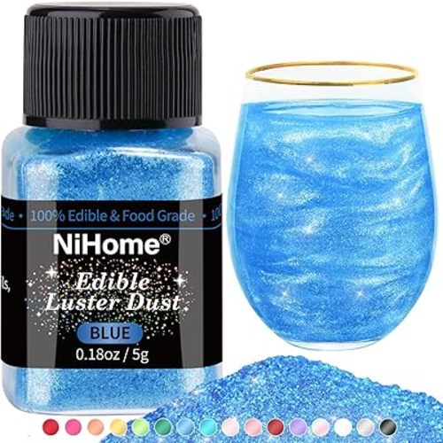 NiHome Edible Food-Grade Glimmer Powder Glitter Luster Dust Metallic Food Decorating Sprinkle Glimmery Dust for Drink Wine Beverage Cake Candy Dessert Bakery Restaurant Vegan (0.18oz/5g, Dark Green)