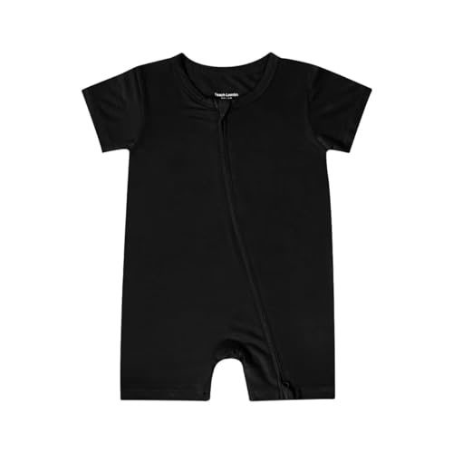 Teach Leanbh Baby Boys Girls Bamboo Viscose Printing Pajamas 2 Way Zipper Short Sleeve Romper Jumpsuit Sleep and Play