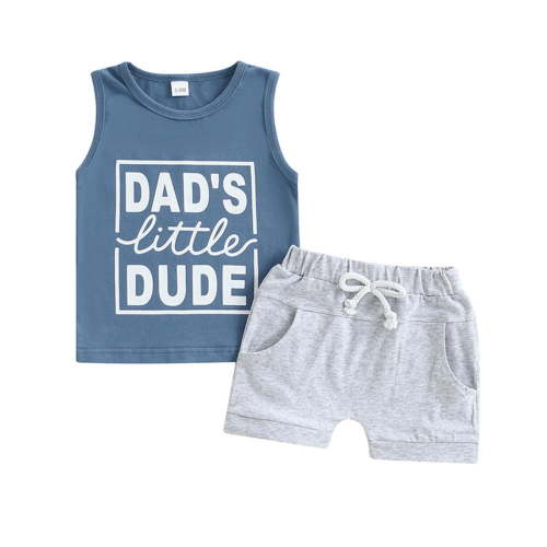Summer Savings Clearance 2025! THDHVS Baby Boy Outfits,Newborn Boy Outfits,Boy Clothes Toddler Baby Boys Summer Outfits Sleeveless T-Shirt Shorts Set Blue 3-6 Months