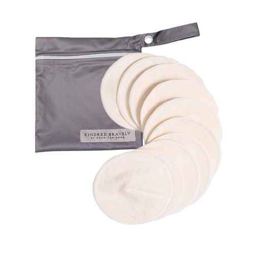 Kindred Bravely Organic Reusable Nursing Pads, Washable, for Breastfeeding & Leaking with Carry Bag, 10 Pack 5.5" D (Twilight Busty)
