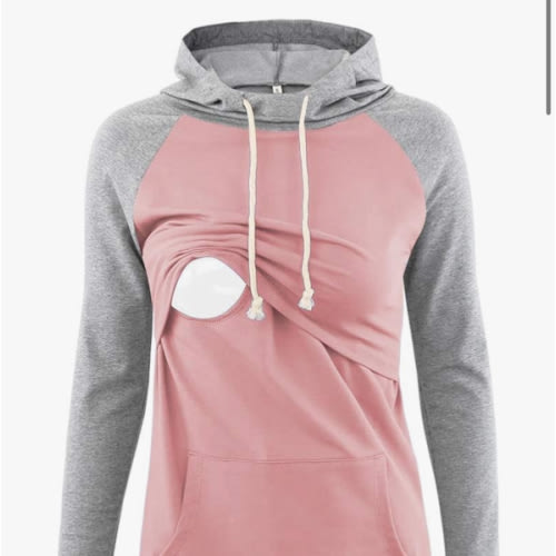 Liu & Qu Womens Nursing Hoodie Long Sleeves Sweatshirt Breastfeeding Layered Top Pocket Casual Clothes
