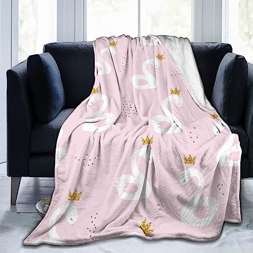 Duduho Cute Swan Princess Bed Blanket Ultra Soft Throw Blanket All Season Warm Light Weight Cozy Plush Blankets for Home Bedroom Sofa Chair Travel, 40"X50"