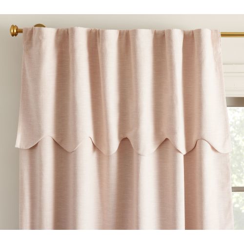 Evelyn Linen Scallop Valance Blackout Curtain | Pottery Barn Kids