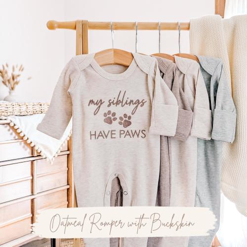 My Siblings Have Paws Baby Outfit - Newborn Coming Home Outfit with Pet Name, Baby Gift for Dog and Cat Lovers