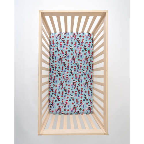 Spidey & Friends Tiny Webs Fitted Crib Sheet | Little Sleepies