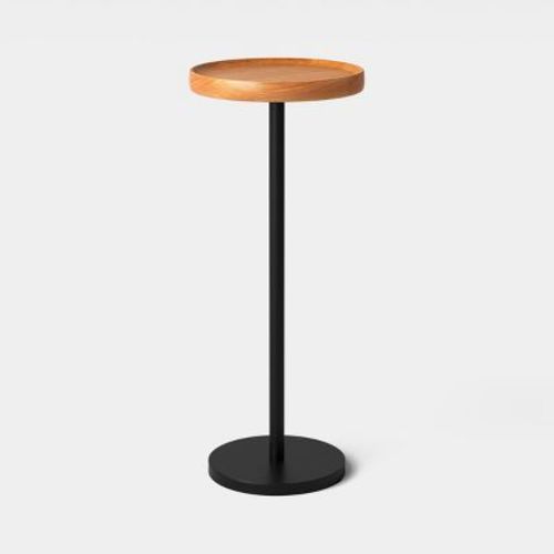 Metal and Wood Round Drink Table Brown - Assembly Required