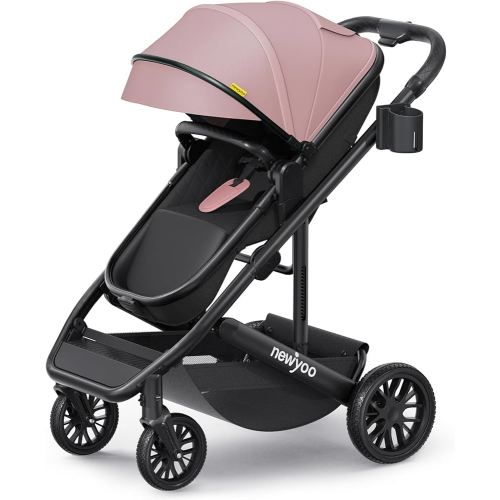 newyoo Baby Stroller, Nestro 516M, Infant Strollers, Convertible/Reversible Seat & Cup Holder, Coches para Bebes, 2 in 1 Rear-Facing Pram from Newborn to Toddler, Pink