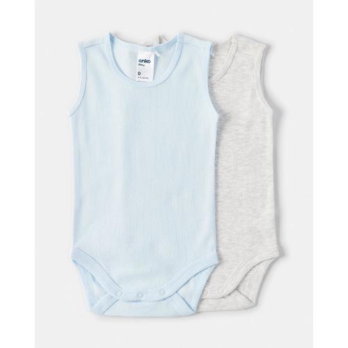 2 Pack Cotton Sleeveless Bodysuits - Kmart
