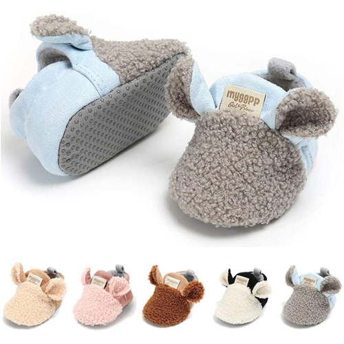 Infant Baby Boys Girls Slipper Stay On Non Slip Soft Sole Newborn Booties Toddler First Walker Crib House Shoes 0-18 Months