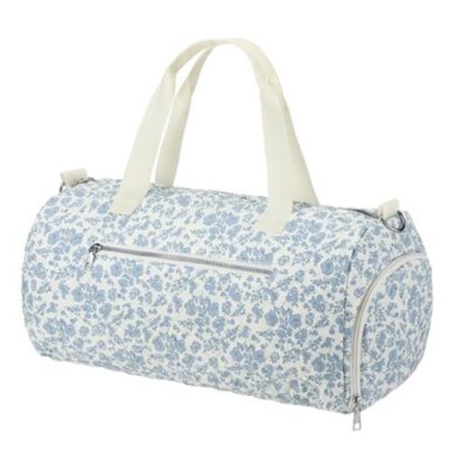 Generic Blue Floral Quilted Duffle Bag for Women Cotton Large Floral Travel Duffle Dance Bag