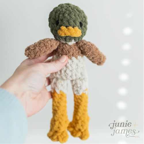 Handmade Mallard Duck Plush Toy - Crocheted Duck Baby Shower Gift - Neutral Mallard  Nursery Decor