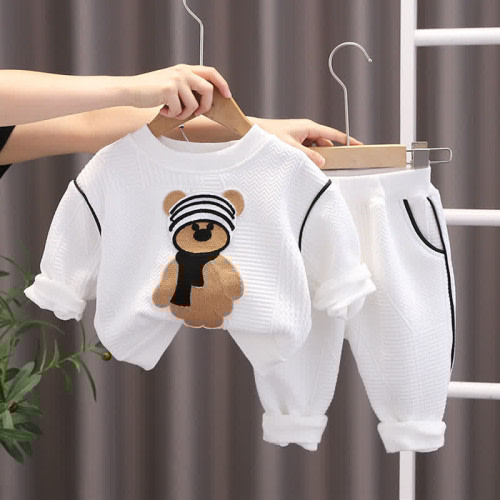 Baby Boy 2-Piece Simple Bear Sweatsuit Set