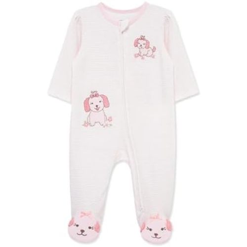 Little Me Clothes for Baby Girls' 100% Cotton Scratch-Free Tag Footie Sleeper, Preemie to 9 Months