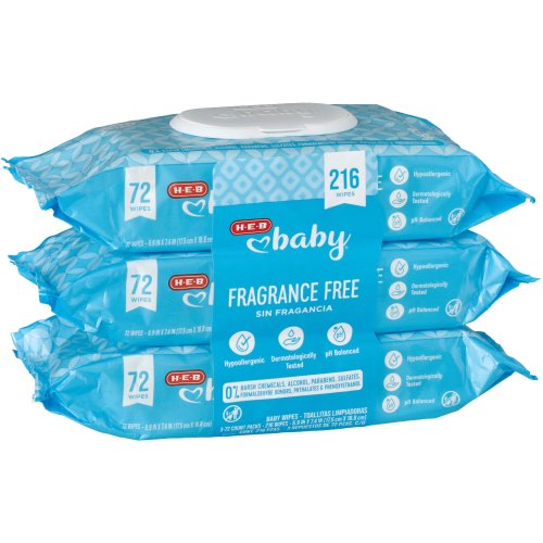 H-E-B Baby Fragrance Free Baby Wipes 3 Pk