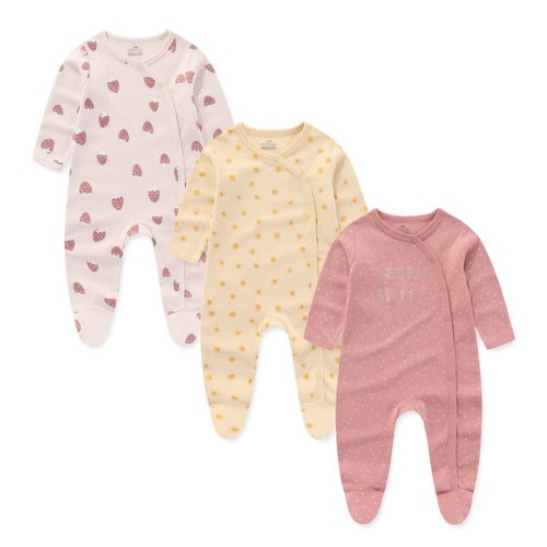 Falianni Newborn Unisex 3 Pieces Sleep´N Play Footed Pajamas Cotton Cartoon Rompers Infants Outfit ，0-12Months
