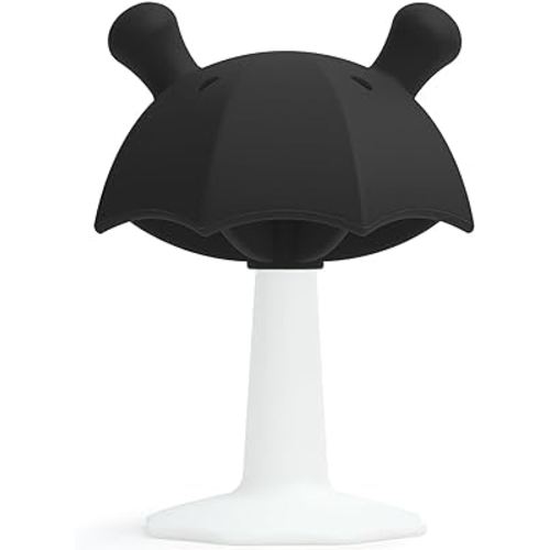 Teething Toys for Babies 0-6 months, Seposeve Umbrella Baby Teether with Suction Base 6-12 months 12-24 months, Silicone Black and White Baby Toys, High Contrast Baby Toys for Newborn, BPA Free, Black