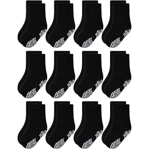 RATIVE Non Skid Anti Slip Crew Socks With Grips for Baby Infant Toddlers Kids Boys (2T)