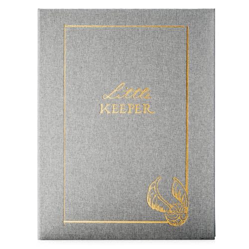 Conquest Journals Harry Potter Little Keeper Baby Album, Capture Magical Memories, Baby Shower to Age 5, Grey Linen Cover, Lay Flat Spiral, 66-Guided Journal Pages, 9'' x 11.5'', Officially Licensed