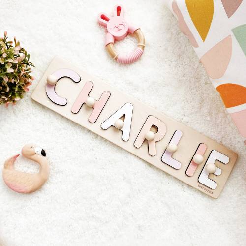 Personalized Name Puzzle With Pegs | New Easter Gifts for Kids Wooden Toys Baby Shower Custom Toddler Toys First Birthday 1st Child Gifts