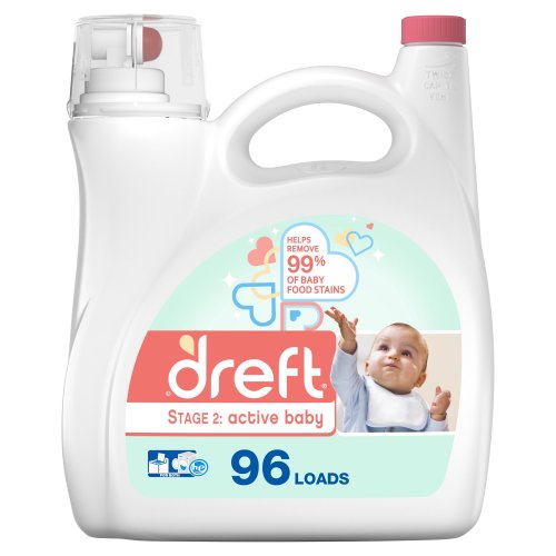 Dreft Active Baby He, 96 Loads Liquid Laundry Detergent, 150 fl oz