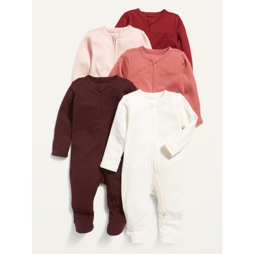 Unisex 2-Way-Zip Sleep & Play Footed One-Piece 5-Pack for Baby
