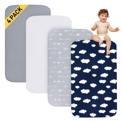 Biloban-Baby Bassinet Sheets 4 Pack Compatible with 33" x 20" Mika Micky, Baby Delight, Mattress, Ultra Soft & Skin Friendly