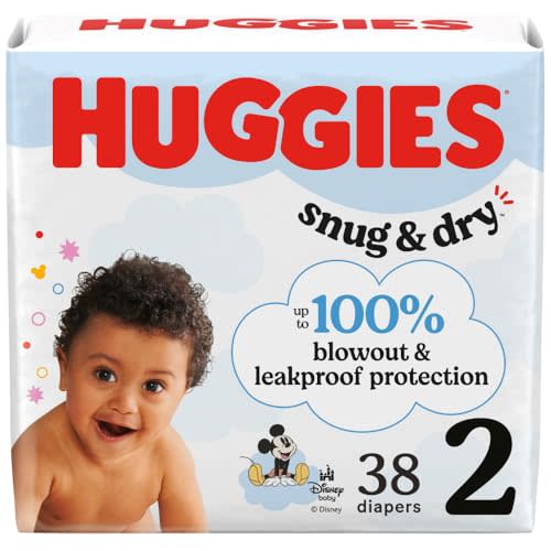 Huggies Size 2 Diapers, Snug & Dry Baby Diapers, Size 2 (12-18 lbs), 38 Count, Packaging May Vary