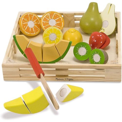 Melissa & Doug Wooden Cutting Fruit Toy Food Set & Pretend Play Kitchen Accessories, Preschool Learning Toys for Girls & Boys 3+