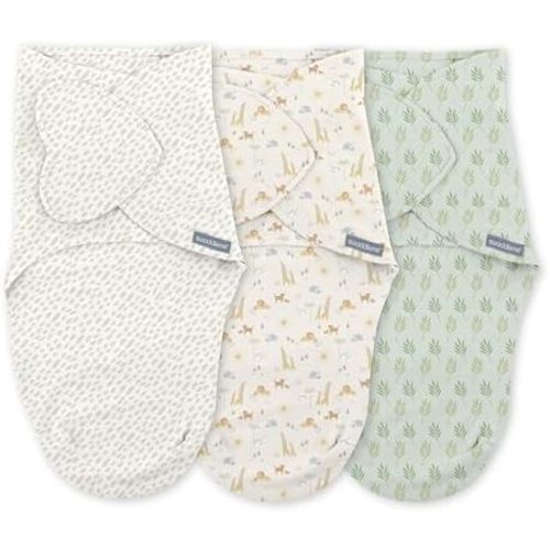SwaddleMe by Ingenuity Monogram Collection Baby Swaddle Blanket, Safari