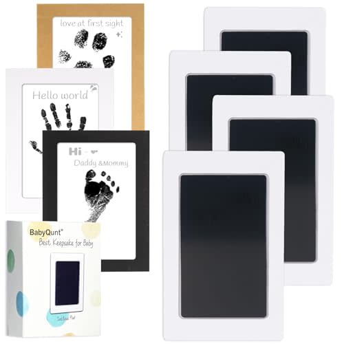 BabyQunt Inkless Baby Hand and Footprint Kit,Clean-Touch Ink Pads | No Mess Prints for Baby Hands Feet,Dog Paws & Cat Noses,4 Inkless Pads,Keepsakes or Gifts for New Mom