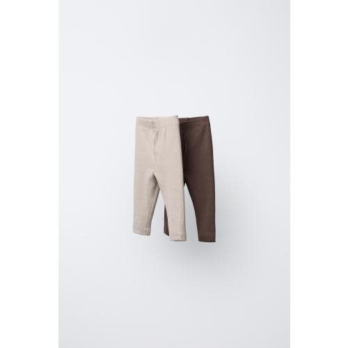 TWO-PACK OF PLAIN LEGGINGS - Brown | ZARA United States