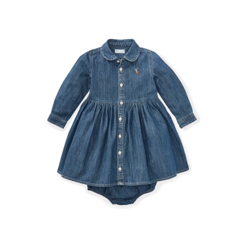 Shirred Denim Shirtdress Bloomer