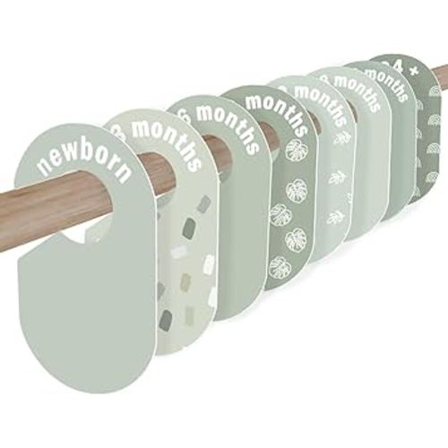 Baby Closet Dividers 8 Pack – Baby Clothes Organizer, Green Leaf Baby Closet Organizer for Neutral Nursery, Baby Clothes Dividers for Closet (Green)