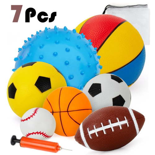 7 Pcs Balls for Kids 1-3, Toddler Sports Toys, Outdoor Toddler Toys, Baby Sports Balls Indoor Outdoor Balls Toys Gifts for Boys Girls 1 2 3 4 5 6 Years Old
