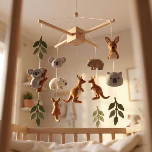 Felt Baby Mobile, Australian Animal Nursery Mobile, Koala Kangaroo Crib Decor