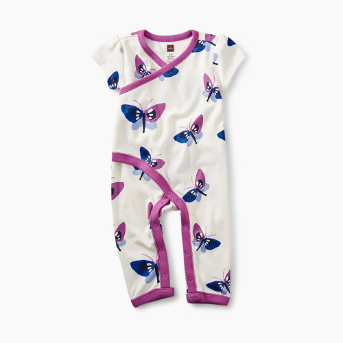 Tea Collection Wrap Romper - Blobby Butterflies, 0-3 Months
